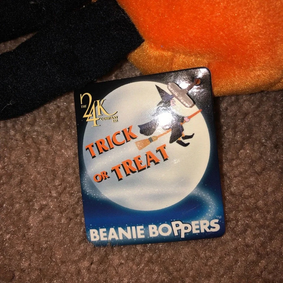 Vintage 1997 Beanie Boppers Halloween Pumpkin Bean Plush - Picture 3 of 7